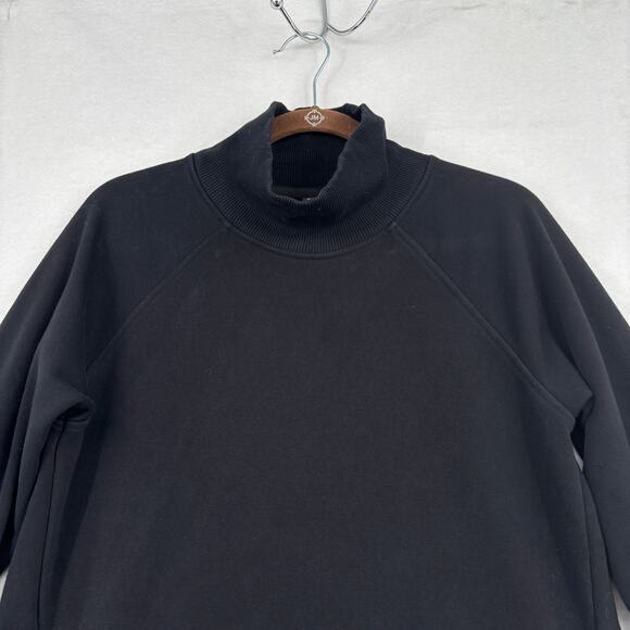 Athleta Sweatshirt Size XS Black Mock Neck Side Hem Zippers Oversized Pockets - Picture 2 of 13